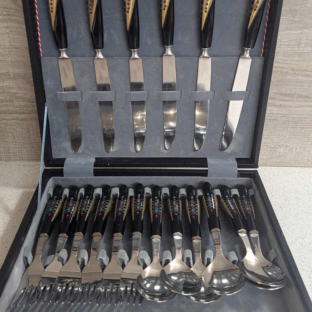 Vintage Alfred Haddad Firebird Phoenix Bird Handle Cutlery - 18 piece set